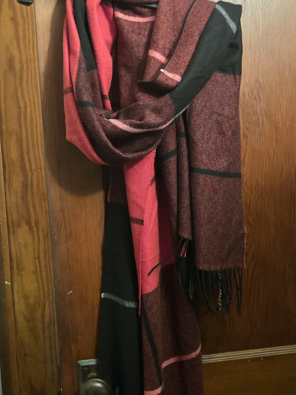 Nwot Victoria's Secret Red and Black Plaid Fringe Wrap Scarf